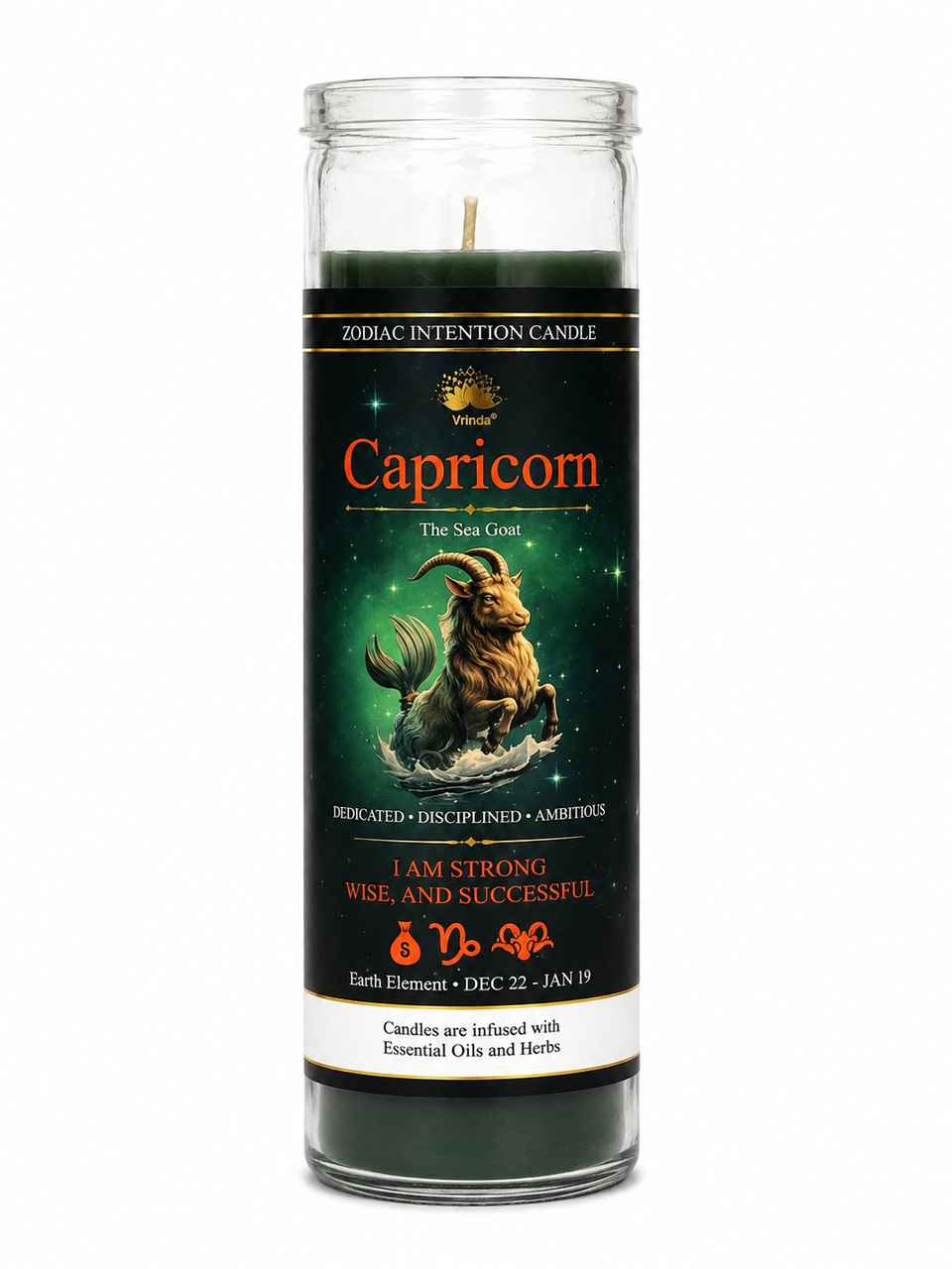 Glass Jar Candle Scented - Capricorn: The Sea-Goat