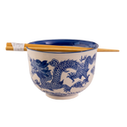 Blue Dragon Design 18oz 5.25"D Bowl With Chopsticks Set