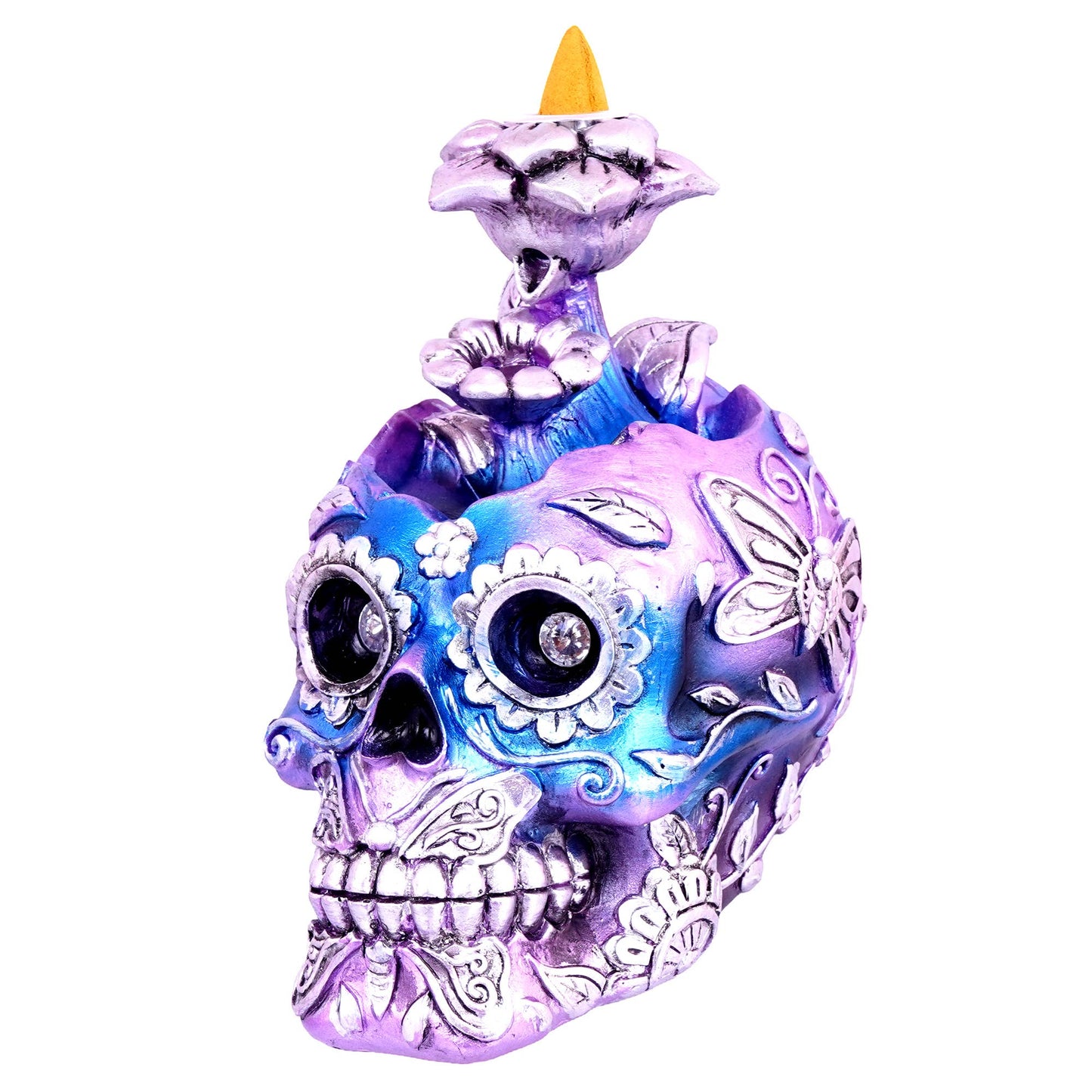 Metallic Skull Back Flow  Incense Burner