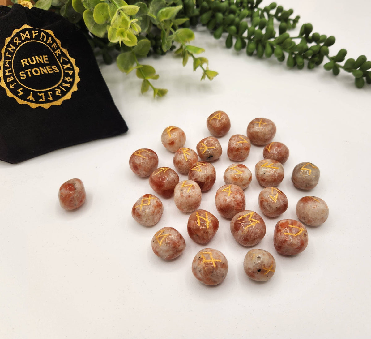 Sunstone Rune Sets with Velvet Pouch
