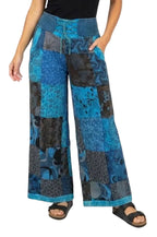 Palazzo Patchwork Pants w/ Lace-up Waistband
