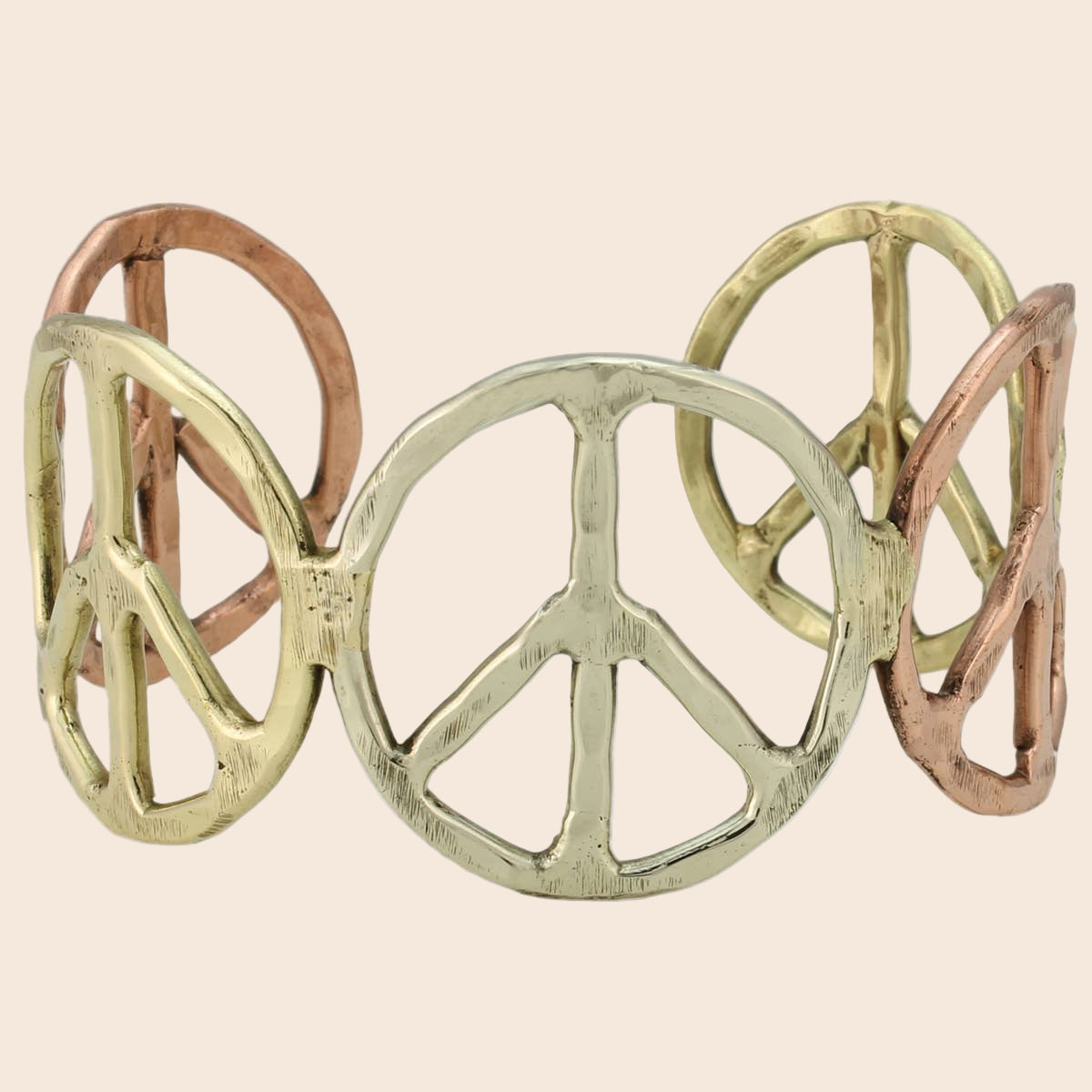 Woodstock Vibes Mixed Metal Peace Sign Bracelet
