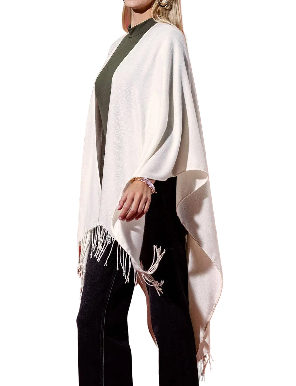 Solid Color Fringe Kimono