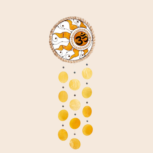 Capiz Chime Round Rope - Om