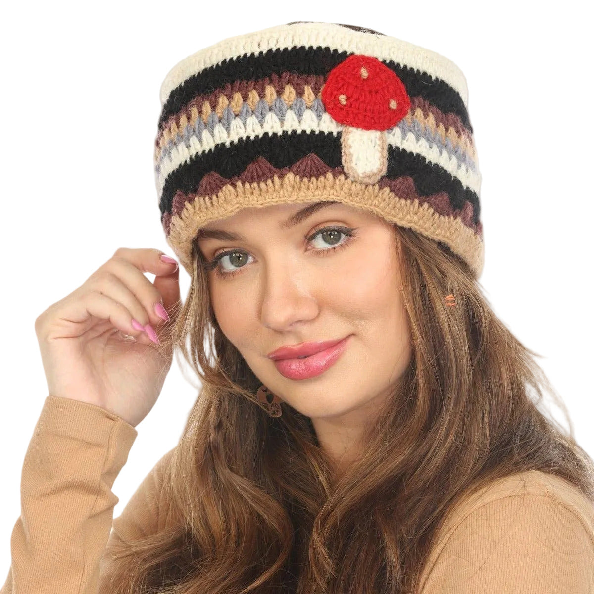 Woolen Motif Crocheted Headband