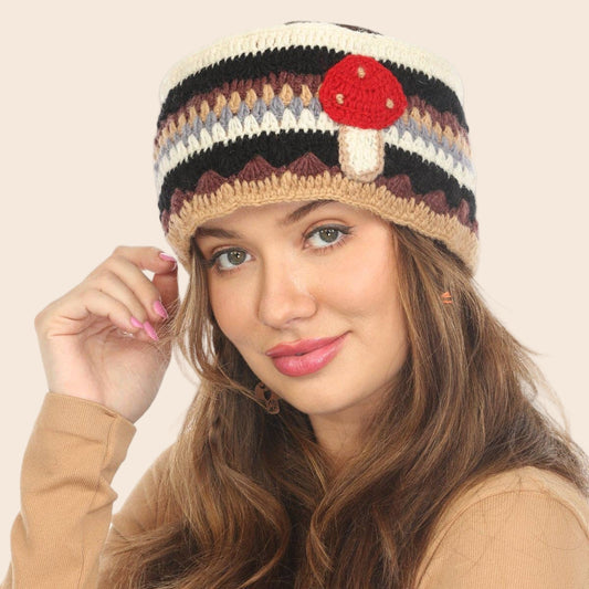 Woolen Motif Crocheted Headband