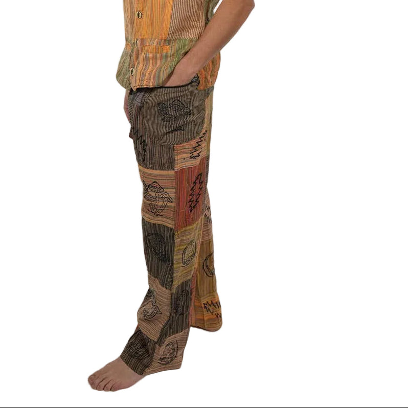 Hippie Cotton Striped  Patchwork Grateful Dead Men's Pants