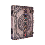 Antique Embossed Chakra Stones Leather Journal 6x8 Inches