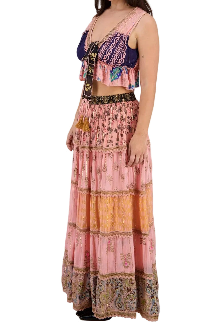 Lurex Rayon Matching Skirt and Top Set
