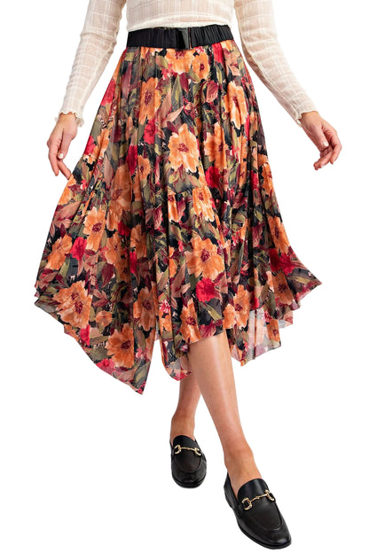 Floral Printed Mesh Ballerina Skirt