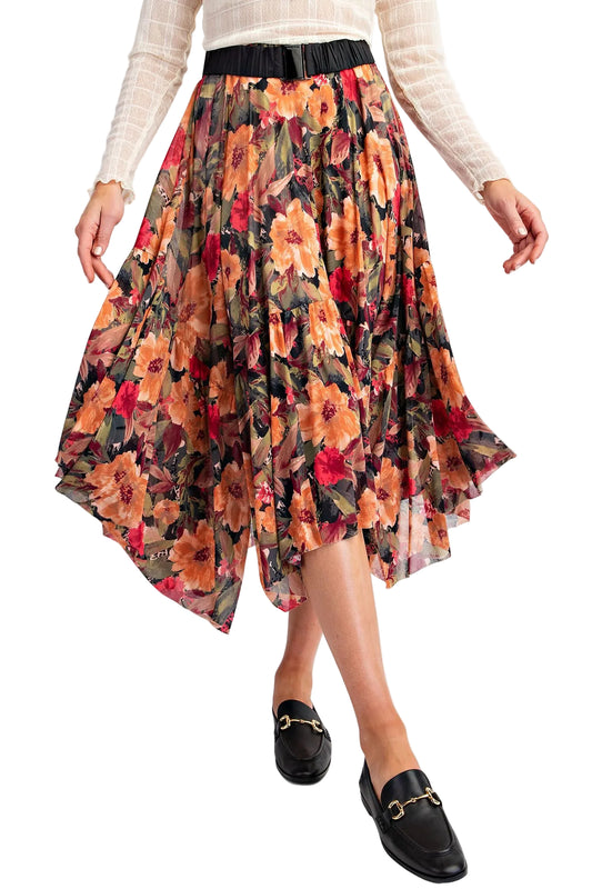 Floral Printed Mesh Ballerina Skirt