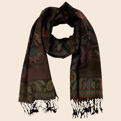 Metallic Birds Paisley Tree Pattern Pashmina Scarf Shawl