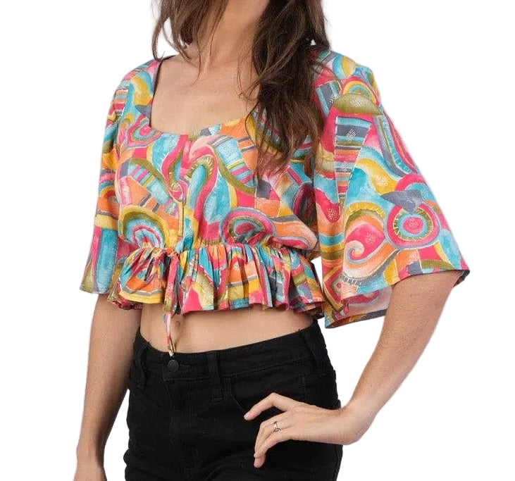 Abstract Patterned Crop Top
