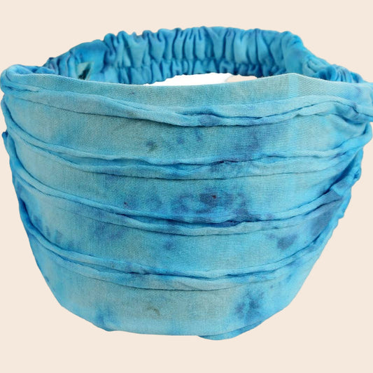 Light Blue Tie-Dyed Elastic Headband