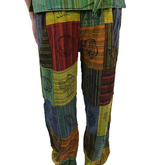 Hippie Cotton Striped  Patchwork Grateful Dead Men's Pants