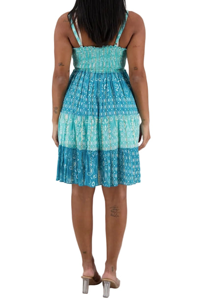 Smocked Waist Tiered Lurex Dress