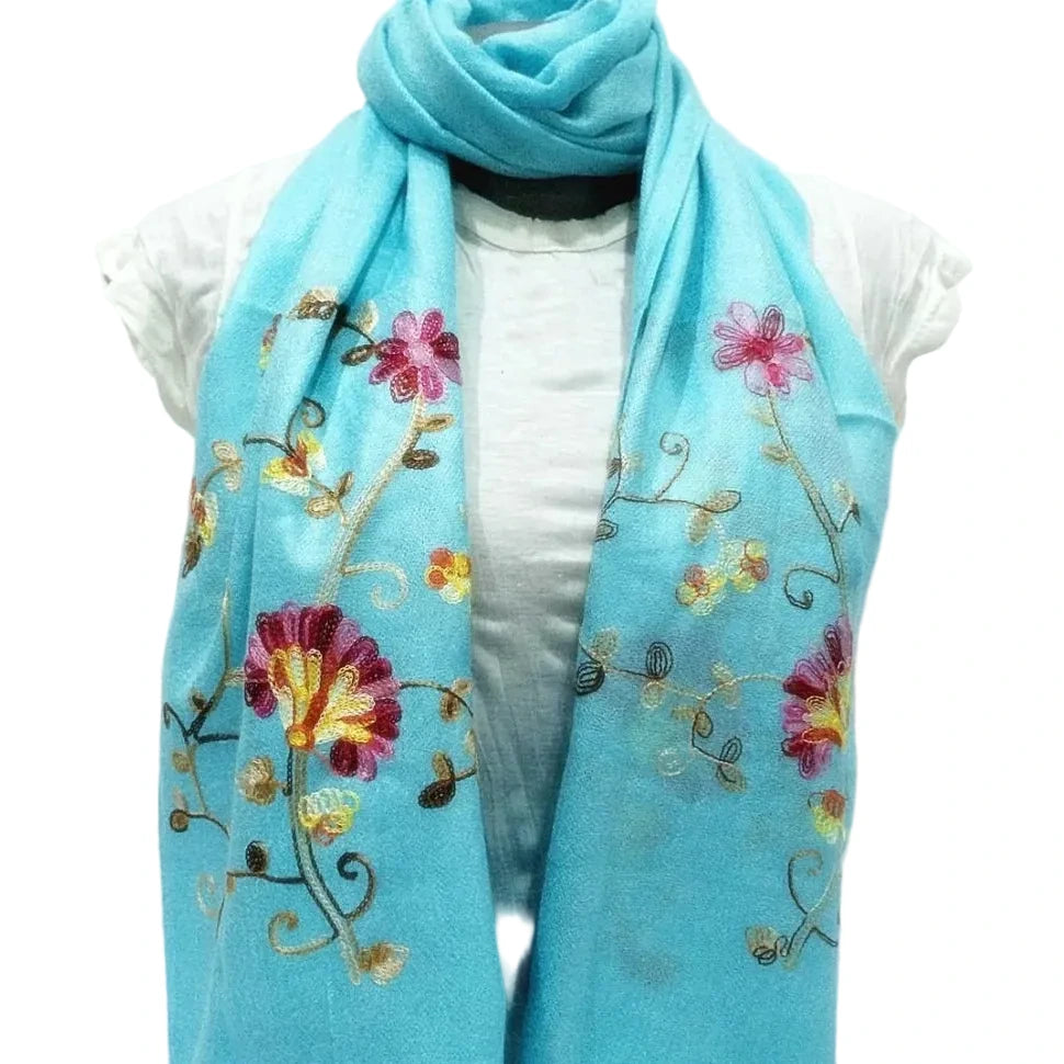 Embroidered Floral Shawl Scarf