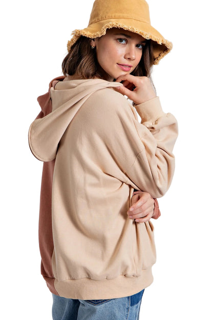 Color Block Zip Up Hoodie