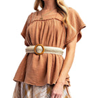 Plus Size Mineral Washed Cotton Gauze Babydoll Top