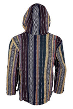 Woven Baja Style Hoodie Zip Up Earth Stripe