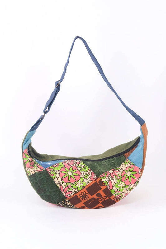 Patchwork Crescent Crossbody Bag