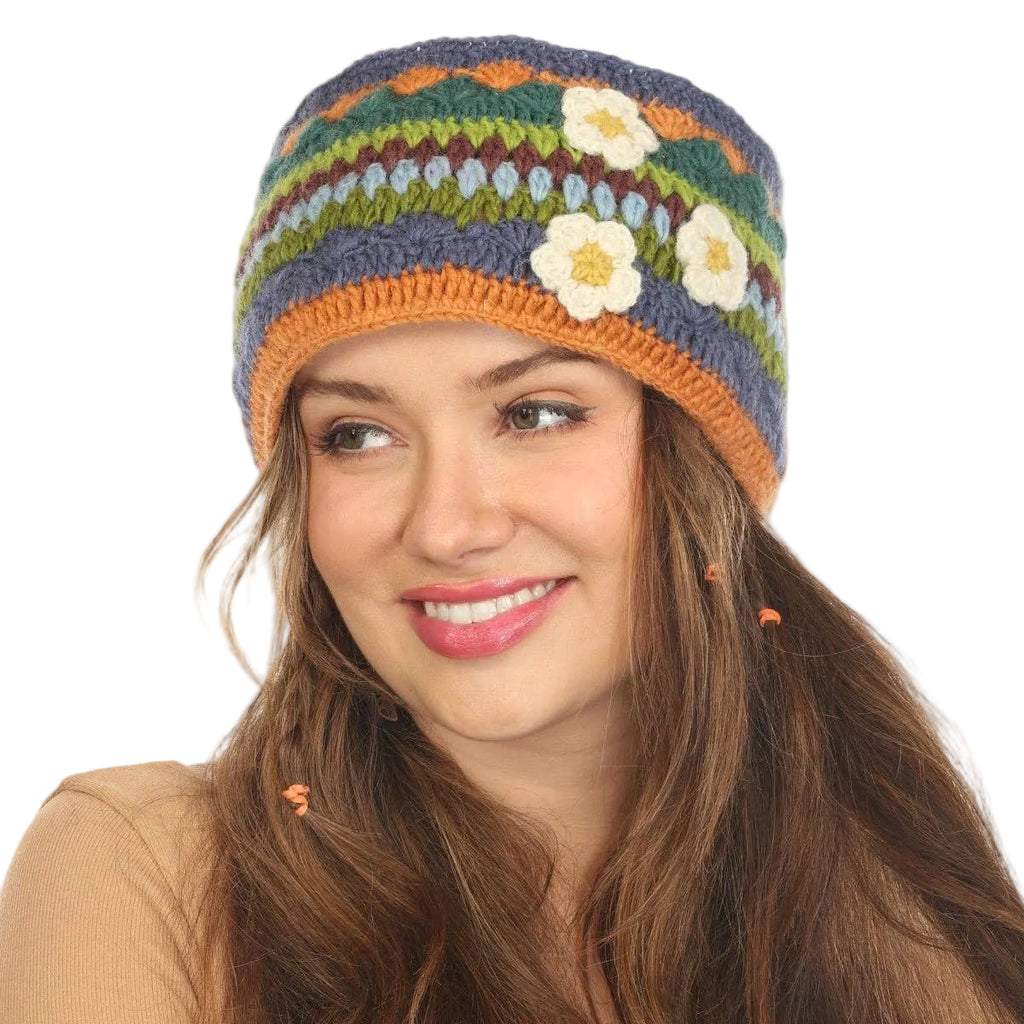 Woolen Motif Crocheted Headband