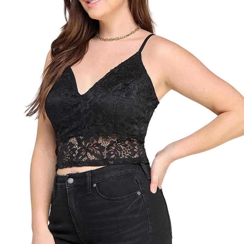 Plus Size Floral Lace Cropped Cami Top