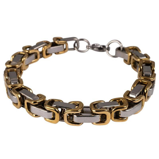 Stainless Steel Two-Tone Link Bracelet 8"