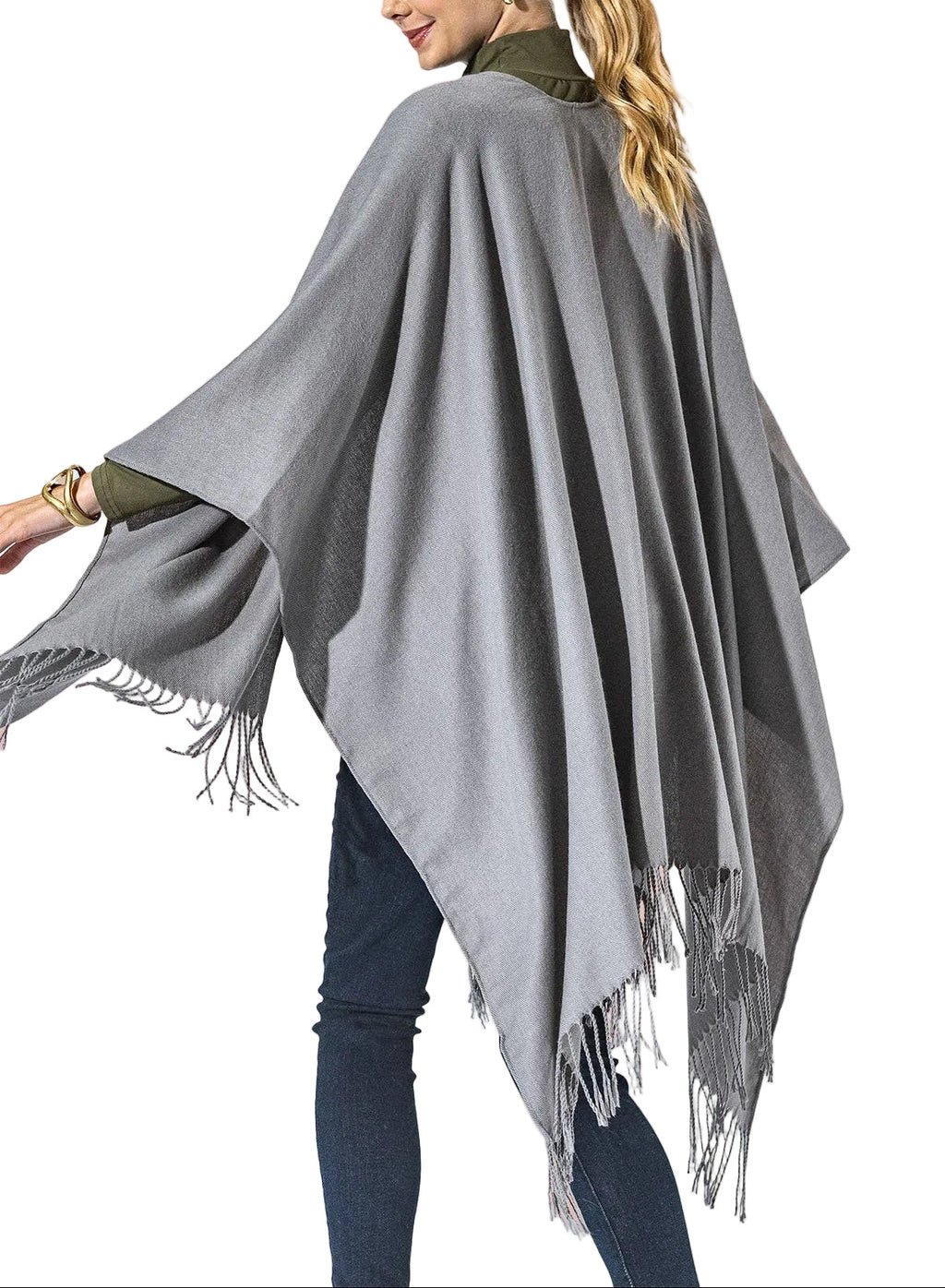 Solid Color Fringe Kimono