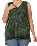 Mineral Wash Tank Top w/ side-slit Plus size