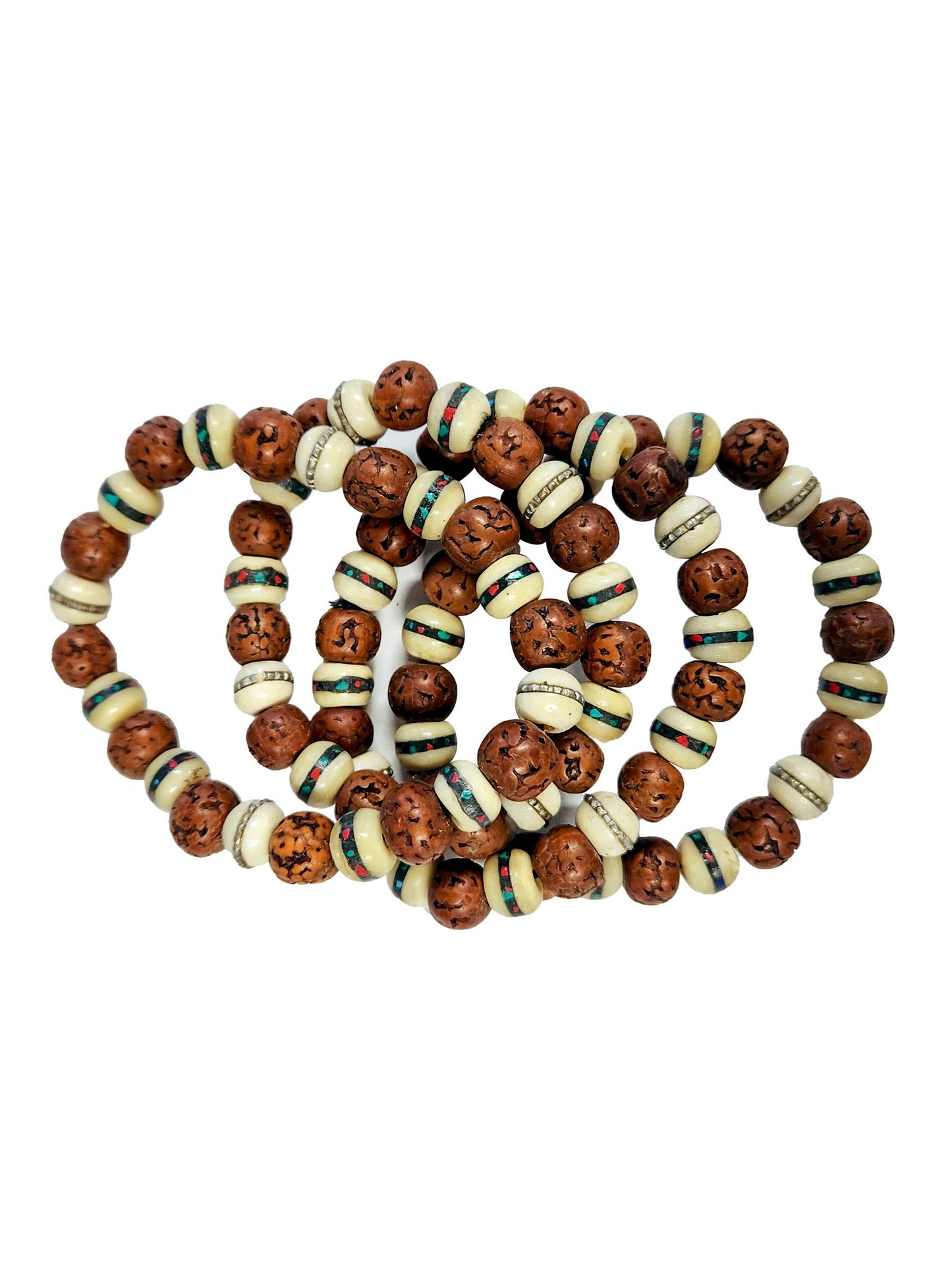Rudraksha & Bone Beaded Bracelet
