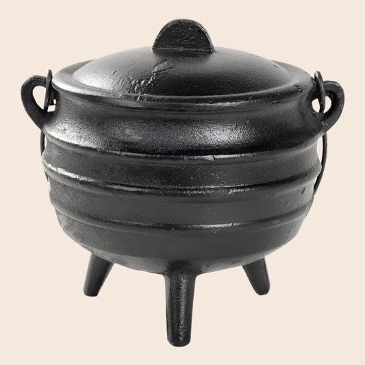 Large Ribbed Cauldron With Lid