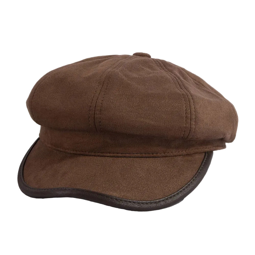 Vegan Leather Newsboy Cabbie Hat