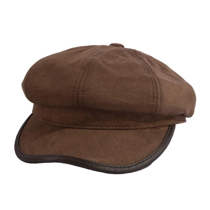 Vegan Leather Newsboy Cabbie Hat