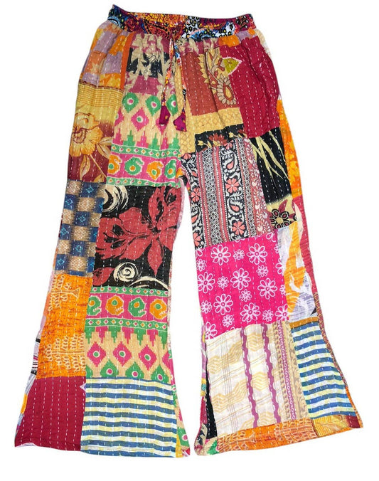 Wide Leg Palazzo Kantha Pant