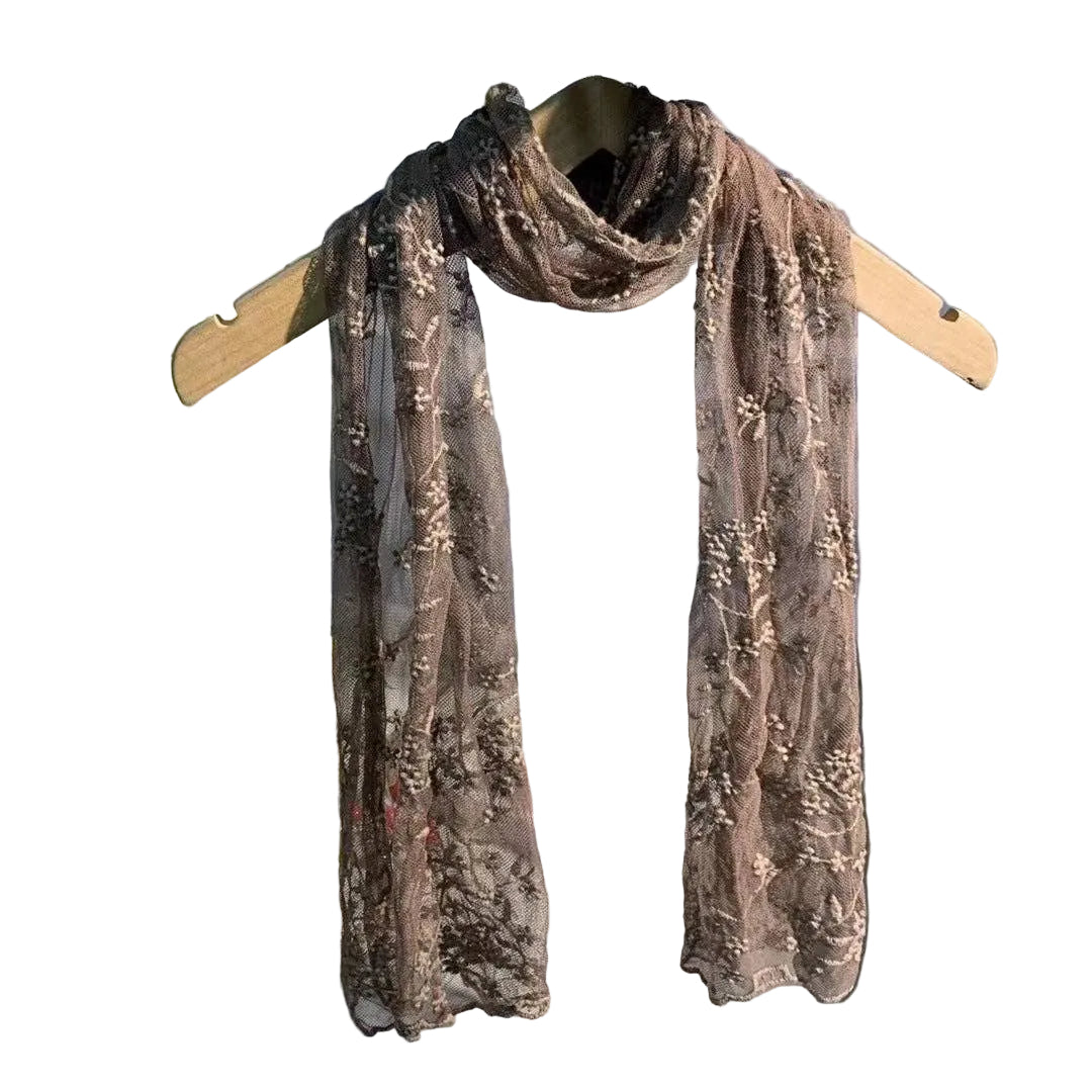 Embroidered Lace Small Shawl Scarf