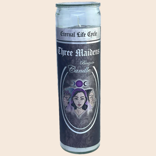 7 Day Glass Ritual Candle - Three Maidens - Benzoin