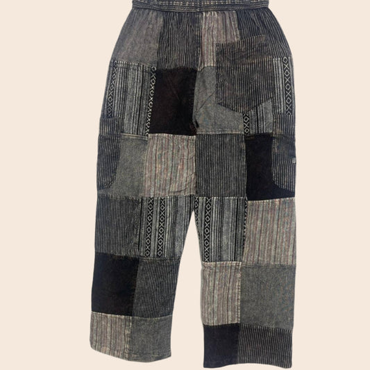 Grey Patchwork Pants