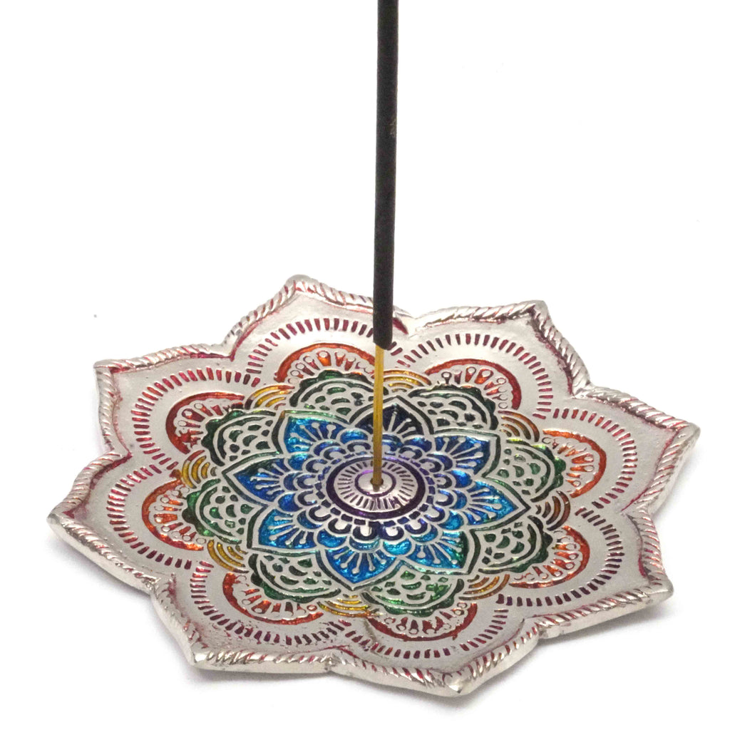 Mandala Lotus Aluminum Incense Burner – Hand-Painted