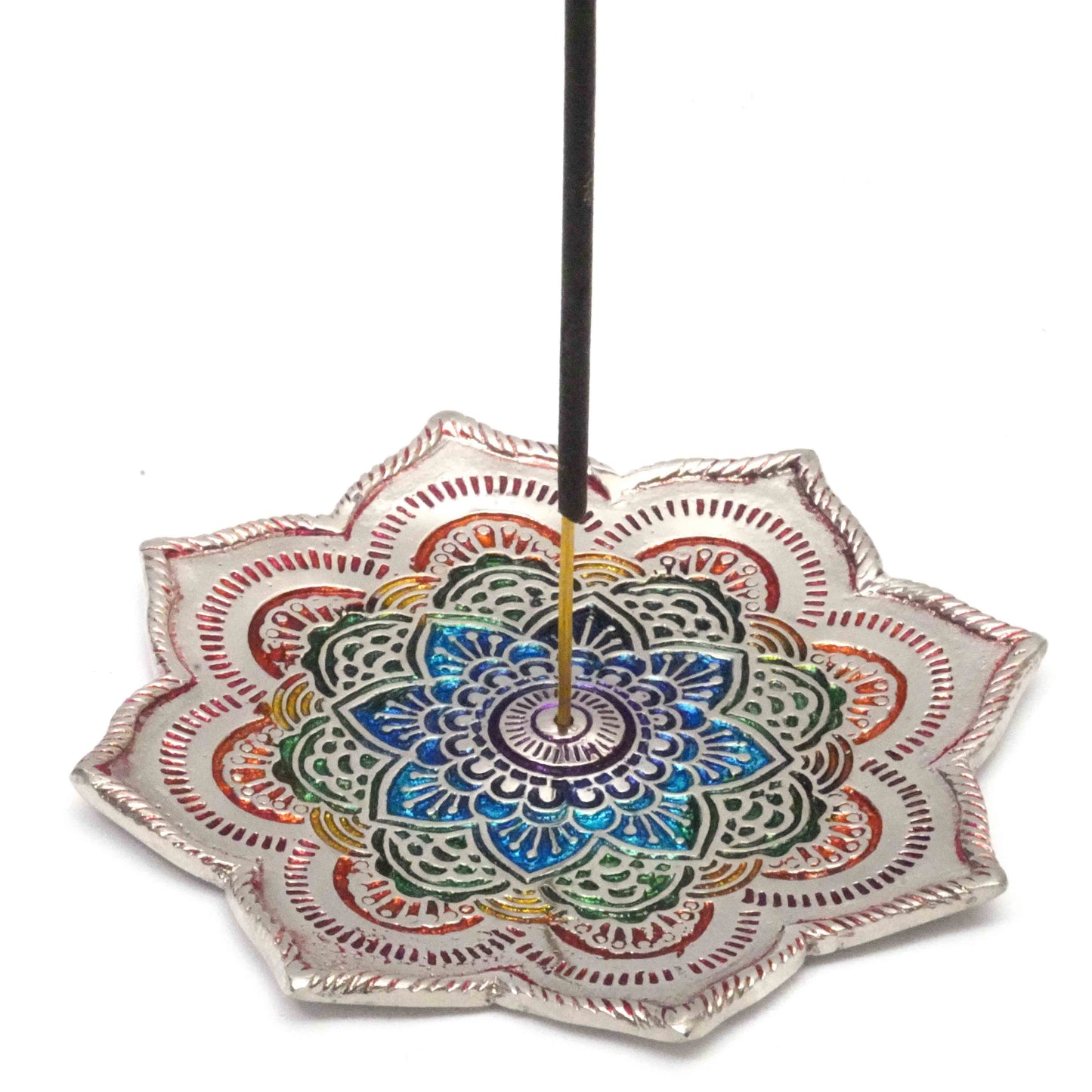 Mandala Lotus Aluminum Incense Burner – Hand-Painted