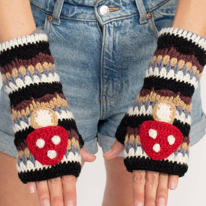 Woolen Motif Pure Wool Fleece Lined Arm Warmer for Women