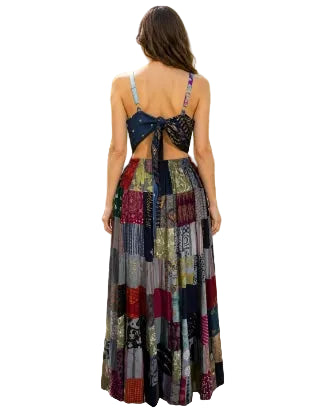 Patchwork Cut-Out Maxi Dress