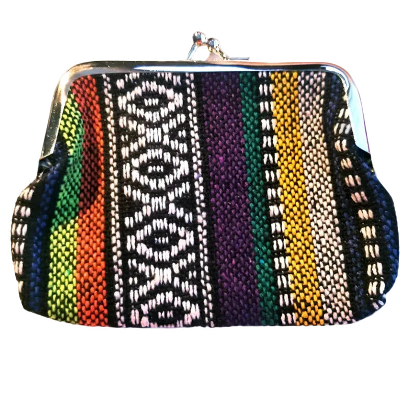 Baja Tribal Woven Kiss-Lock Closure Coin Purse Bag