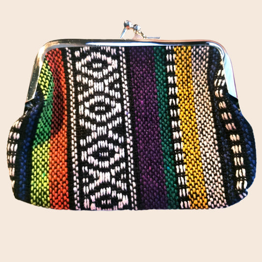 Baja Tribal Woven Kiss-Lock Closure Coin Purse Bag