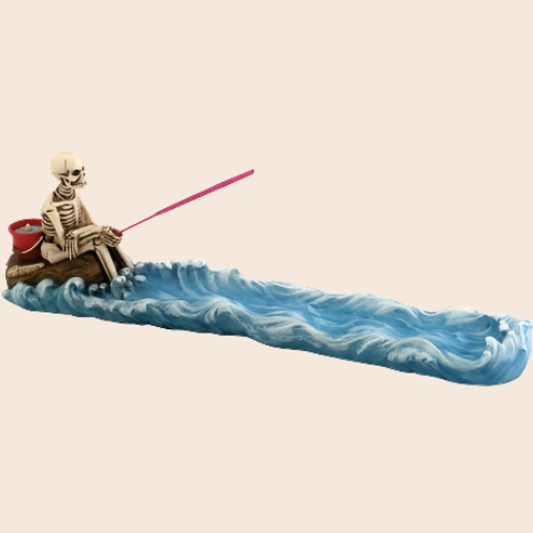 Skeleton Fishing Incense Burner