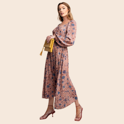 Floral Printed Gauze Maxi Dress