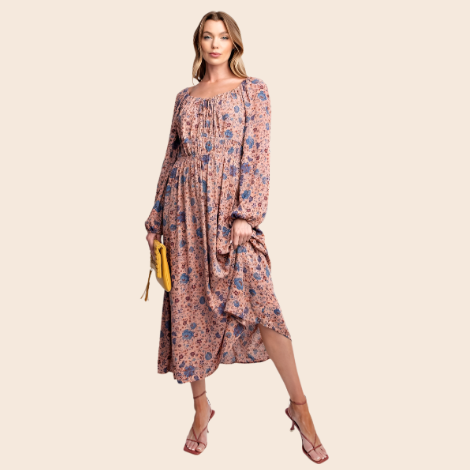 Floral Printed Gauze Maxi Dress