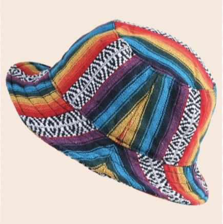 Rainbow Gheri Fabric Nepalese-Crafted Hat