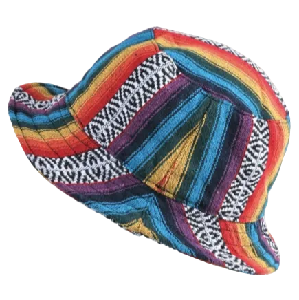 Rainbow Gheri Fabric Nepalese-Crafted Hat