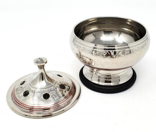 Silver Finish Engraved Brass Resin Burner